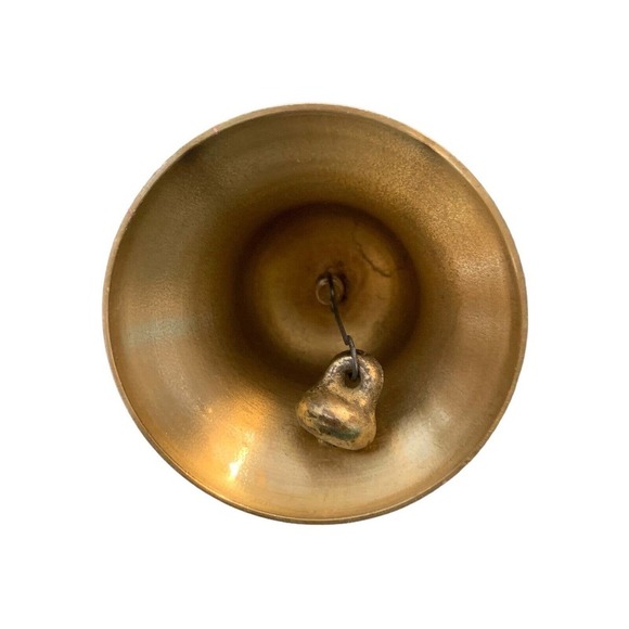 Vintage Brass Store Door Bell Miniature Hand Bell Nice High Pitch - Picture 2 of 2